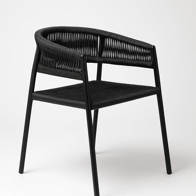 Adorn Charcoal Chair Set Of 2 - Black / 54 x 58 x 75 In cms / Mild Steel and Weaving - Indoor Furniture