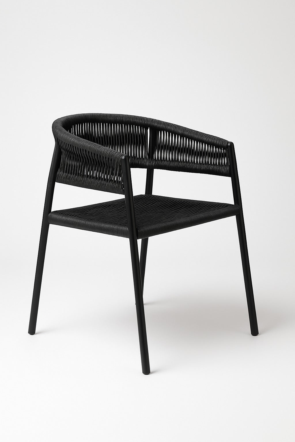 Adorn Charcoal Chair Set Of 2 - Black / 54 x 58 x 75 In cms / Mild Steel and Weaving - Indoor Furniture