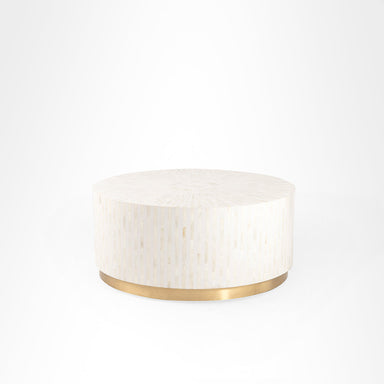 Aira Centre Table No. 18 - Dia: 36’’ H: 16’’ / White / Bone Inlay - Indoor Furniture