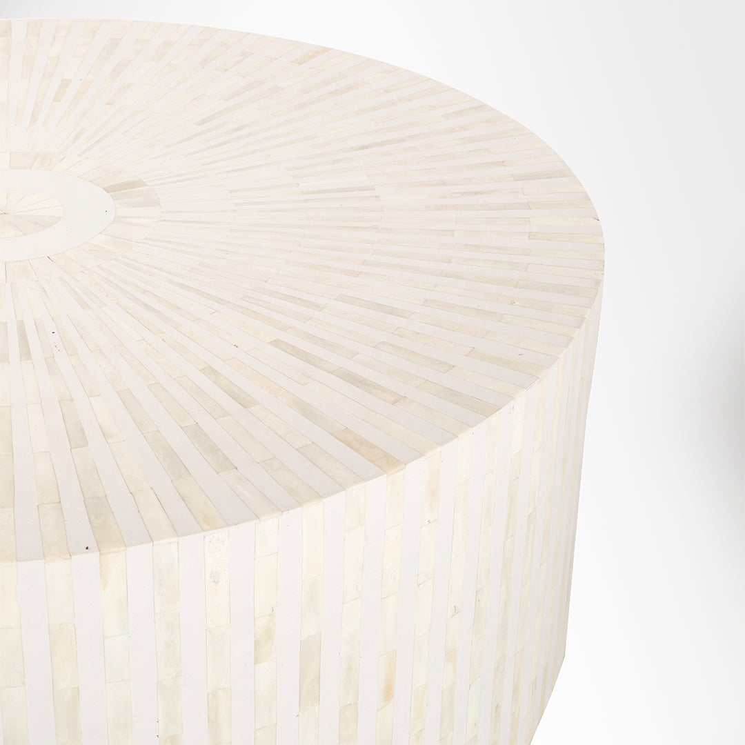 Aira Centre Table No. 18 - Dia: 36’’ H: 16’’ / White / Bone Inlay - Indoor Furniture