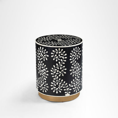 Aira Side Table No. 21 - Black / Bone Inlay / Dia: 18’’ H: 22’’ - Indoor Furniture