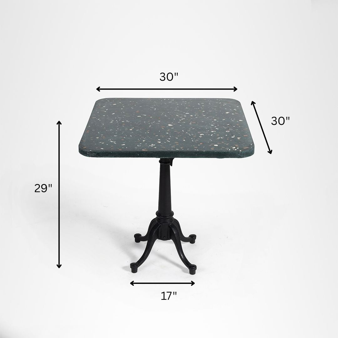Alba Square Table - Cast Iron and Terrazzo / 76.2 x 76.2 x 73.7 x 43.2 cms - Outdoor Furniture
