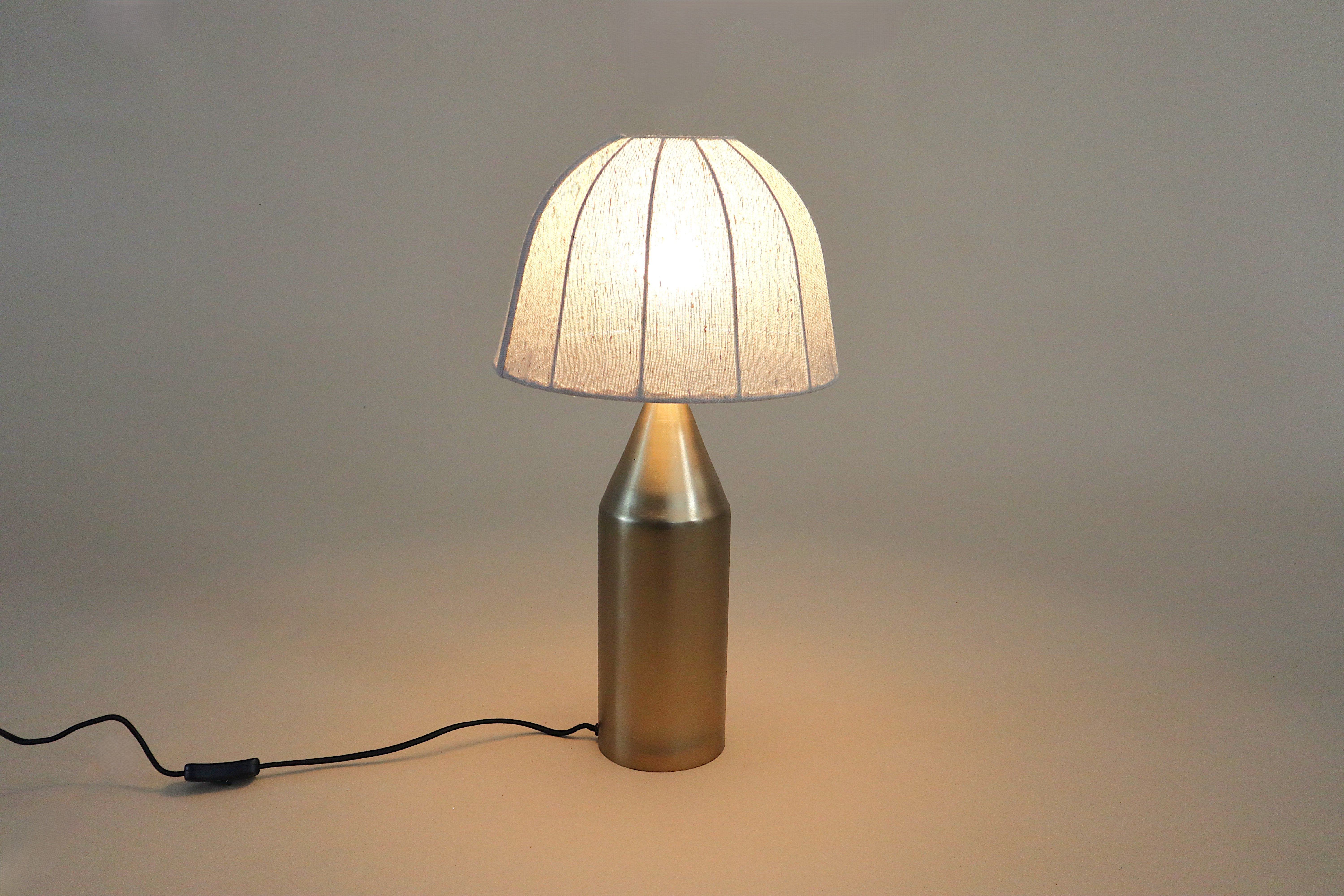 Alba Table Lamp - Dia 12” x H 22” / Brass plated Mild Steel, Fabric Shade - Table Lamps