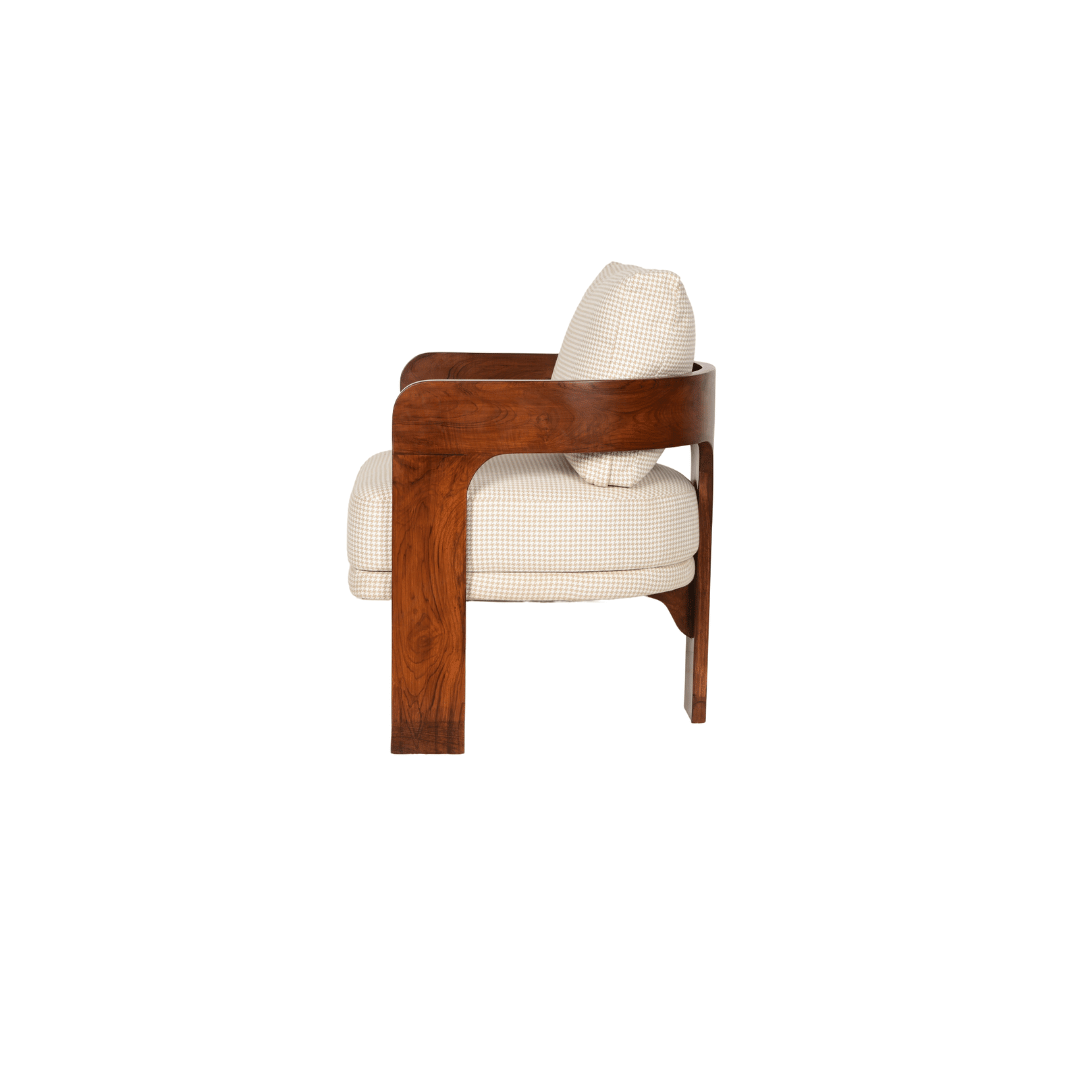 Aloa Teakwood Armchair - Brown / Teakwood; Fabric / L: 24’’ W: 25’’ H: 25’’; Seat Height: 18’’ - Furniture