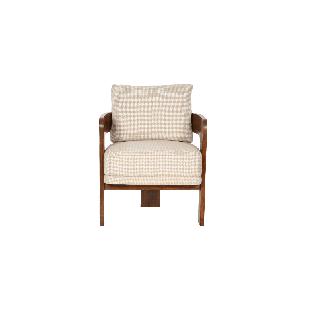 Aloa Teakwood Armchair - Brown / Teakwood; Fabric / L: 24’’ W: 25’’ H: 25’’; Seat Height: 18’’ - Furniture
