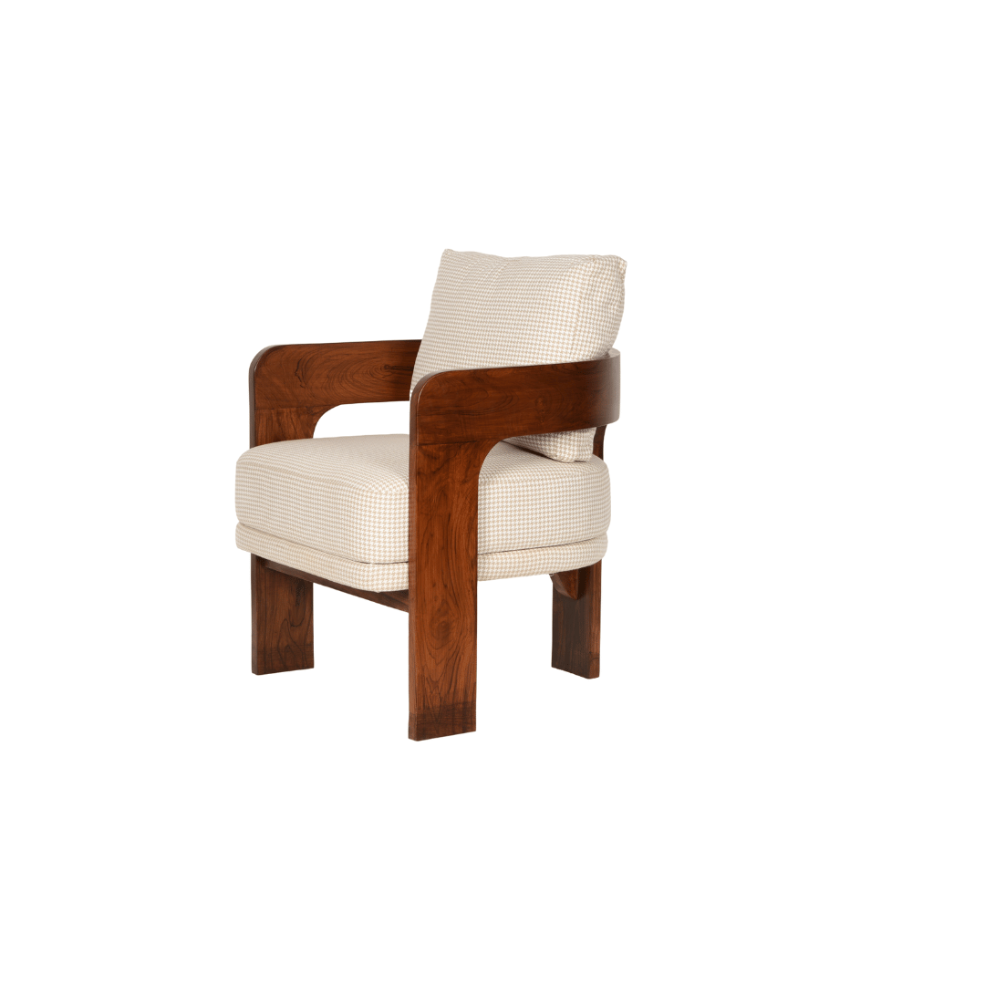 Aloa Teakwood Armchair - Brown / Teakwood; Fabric / L: 24’’ W: 25’’ H: 25’’; Seat Height: 18’’ - Furniture