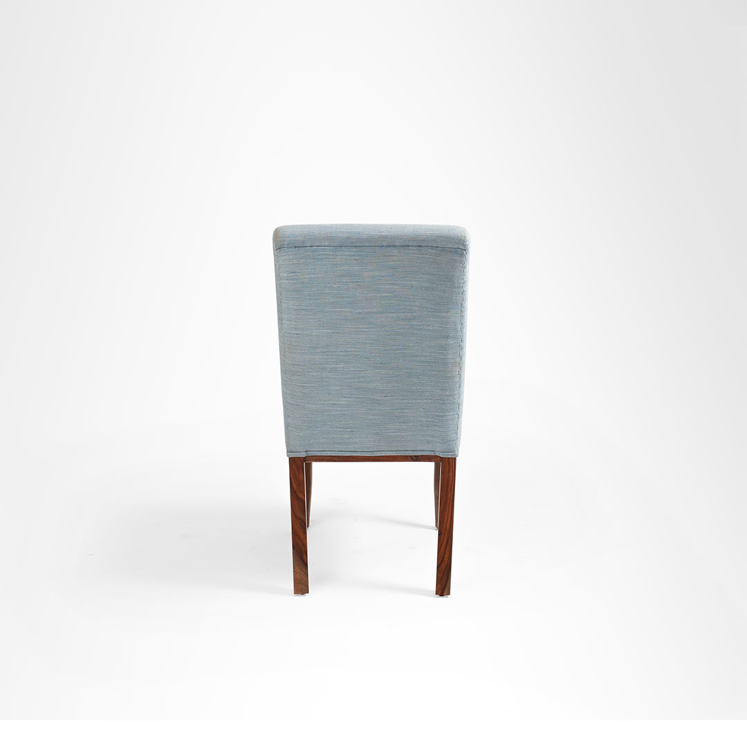 Alpine Dining Chair Set of 2 - W: 18.5’’ D: 22’’ H: 38’’ SH: 18’’ / Blue / Acacia Wood and Upholstered Fabric