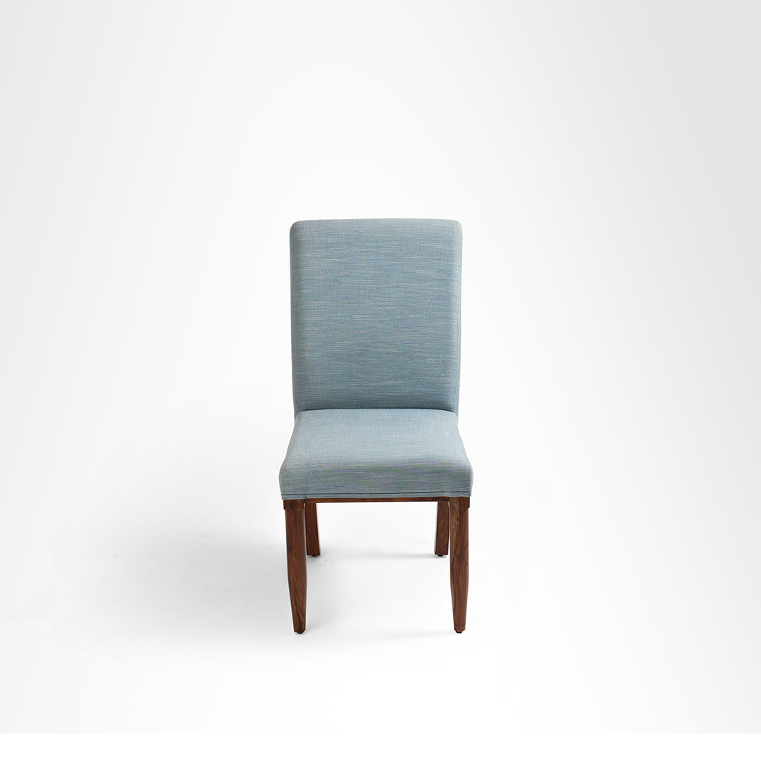 Alpine Dining Chair Set of 2 - W: 18.5’’ D: 22’’ H: 38’’ SH: 18’’ / Blue / Acacia Wood and Upholstered Fabric
