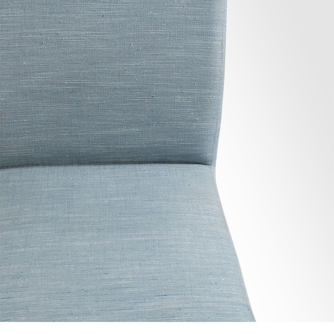 Alpine Dining Chair Set of 2 - W: 18.5’’ D: 22’’ H: 38’’ SH: 18’’ / Blue / Acacia Wood and Upholstered Fabric