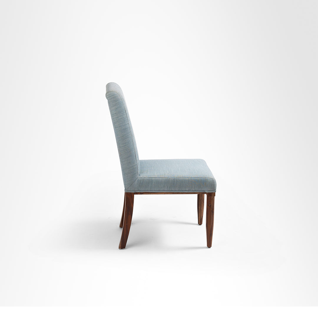 Alpine Dining Chair Set of 2 - W: 18.5’’ D: 22’’ H: 38’’ SH: 18’’ / Blue / Acacia Wood and Upholstered Fabric