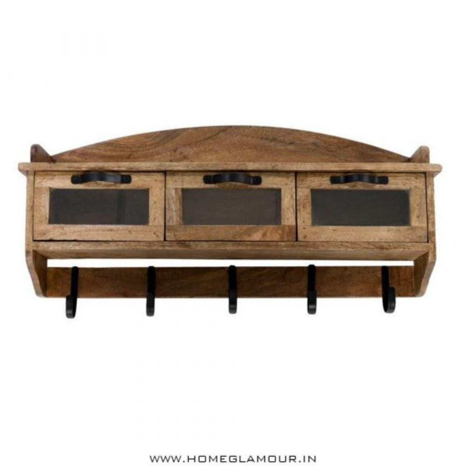 Altura Industrial Wall Shelf - Light Walnut / Mango Wood / L:66 x D:16 x H:33 in cm - Indoor Furniture