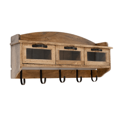 Altura Industrial Wall Shelf - Light Walnut / Mango Wood / L:66 x D:16 x H:33 in cm - Indoor Furniture