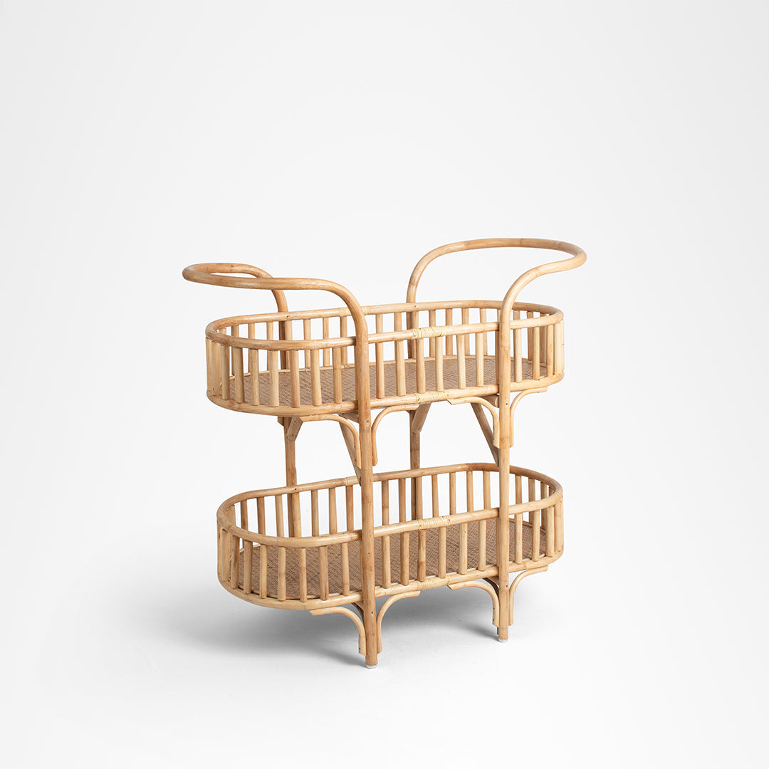 Amara Trolley - Biege / W: 41’’ D: 14.5’’ H: 35.5’’ / Cane - Decor