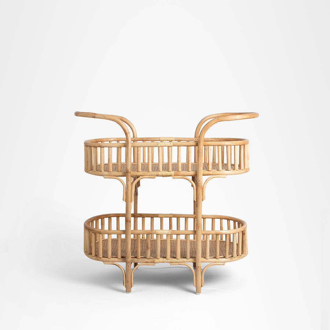 Amara Trolley - Biege / W: 41’’ D: 14.5’’ H: 35.5’’ / Cane - Decor