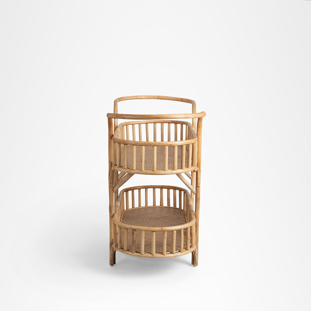 Amara Trolley - Biege / W: 41’’ D: 14.5’’ H: 35.5’’ / Cane - Decor
