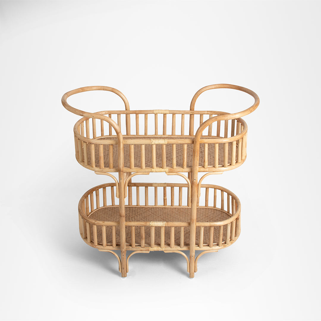Amara Trolley - Biege / W: 41’’ D: 14.5’’ H: 35.5’’ / Cane - Decor