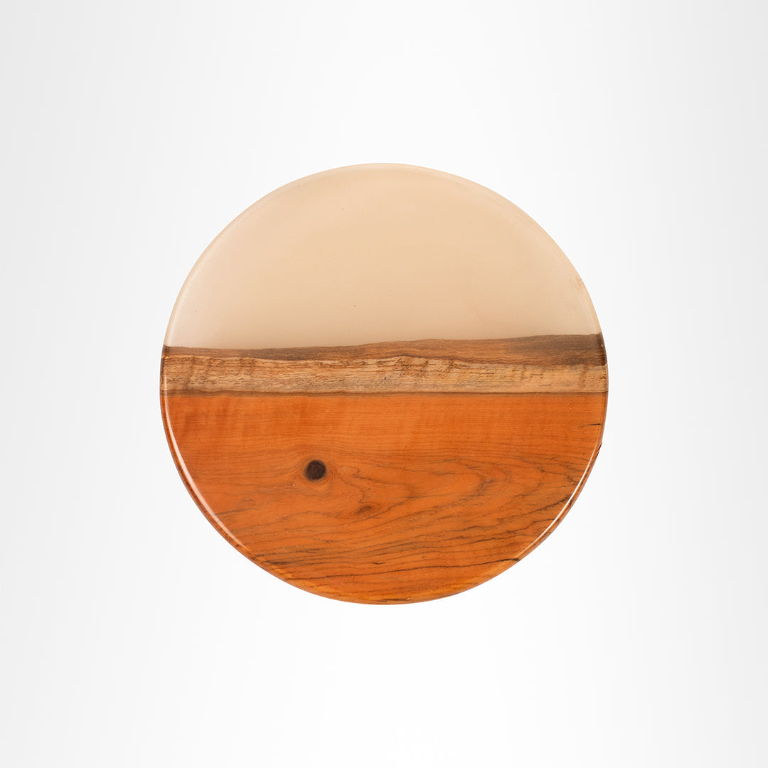 Amber Resin Wall Light - Small: Dia - 7 Inches / Wood & Resin / Walnut - Lighting