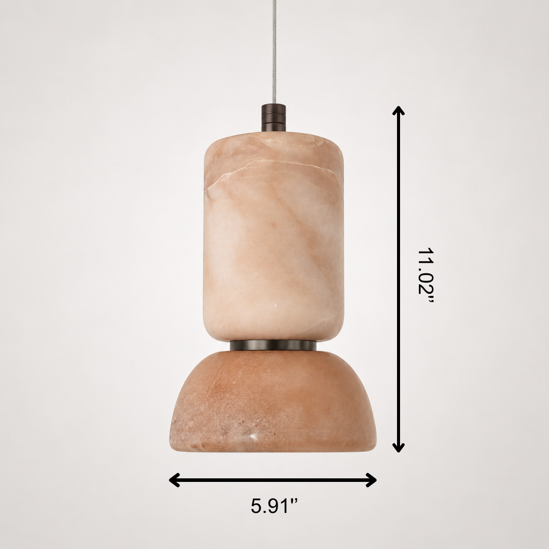 Ambra Pendant Lamp - Mild steel & Natural Spanish Alabaster - Lighting