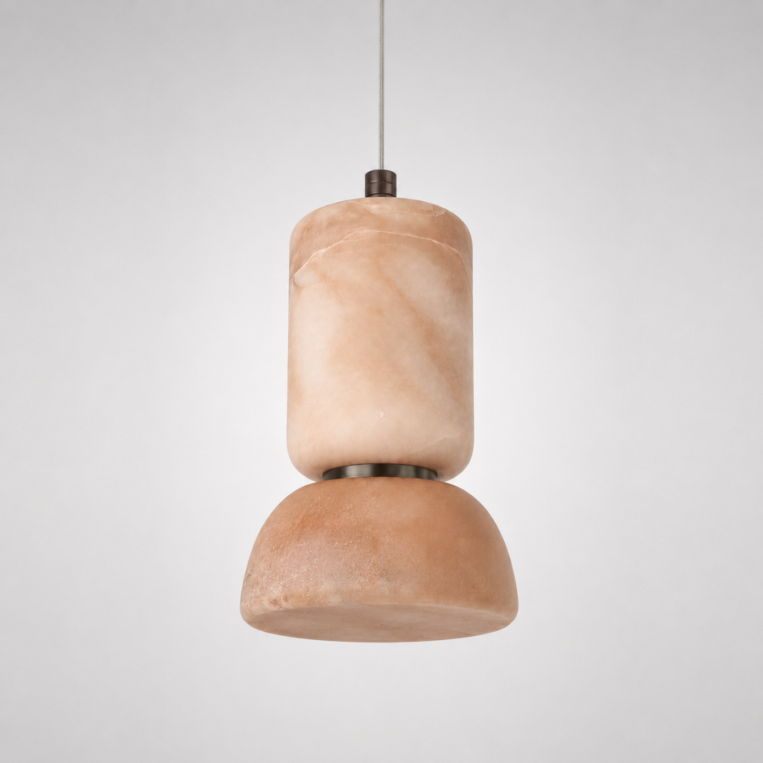 Ambra Pendant Lamp - Mild steel & Natural Spanish Alabaster - Lighting