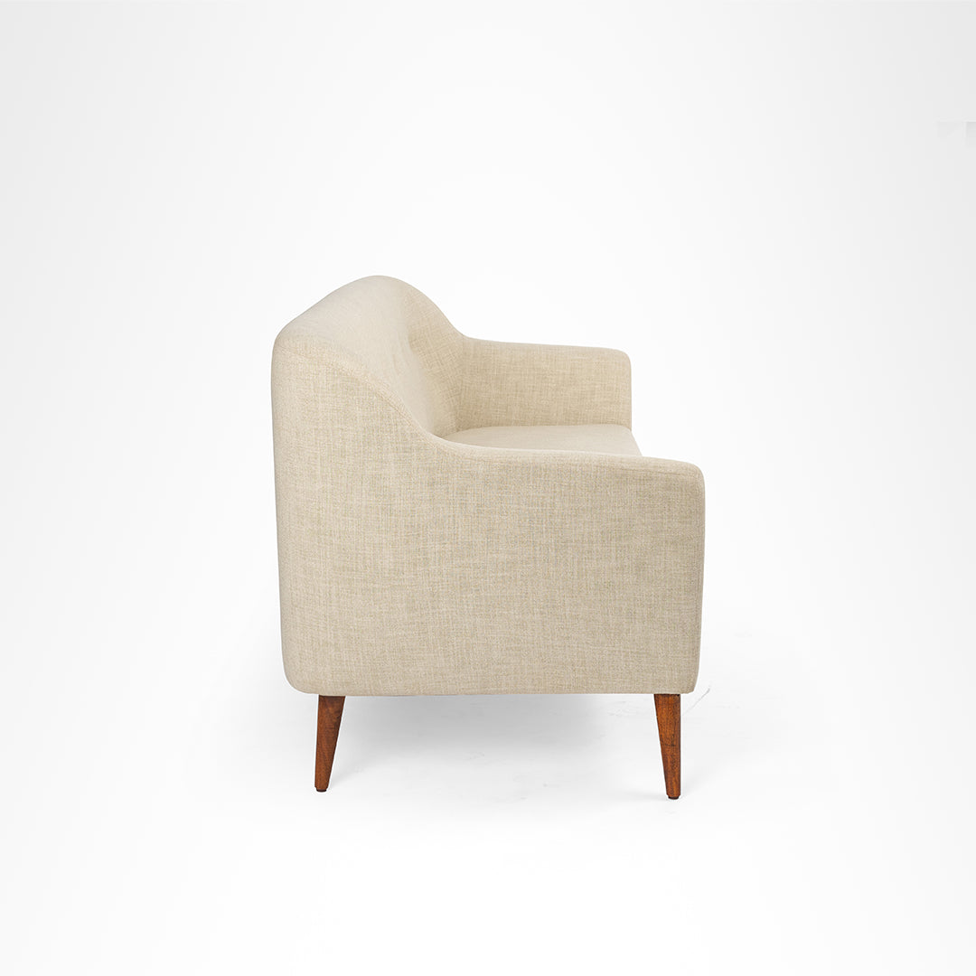 Amelia 3 Seater Sofa - Beige / Acacia Wood & Upholstered Fabric / W: 70 ’ D: 32.5’’ H: 33’’ SH: 18’’ - Indoor Furniture
