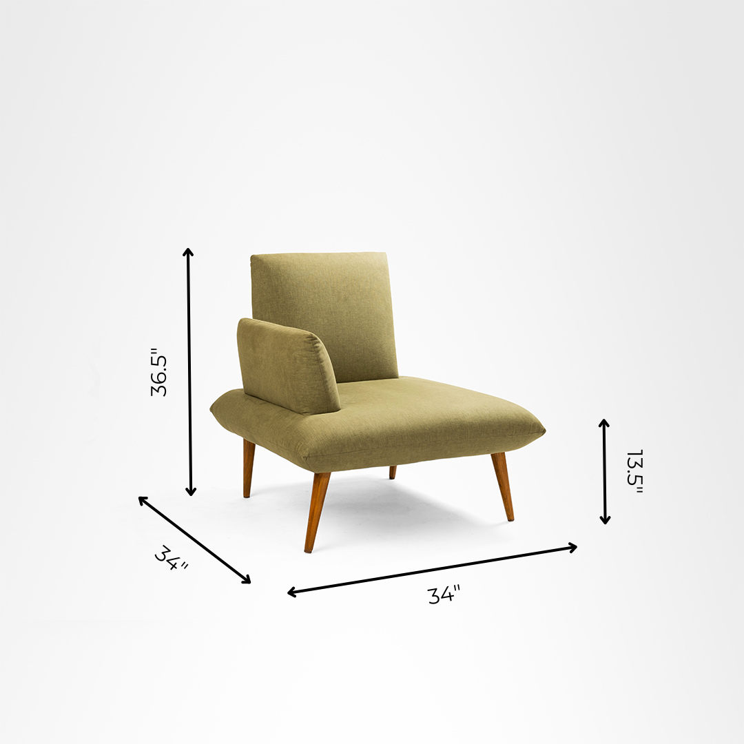 Amelia Lounge Chair - W: 34’’ D: 34’’ H: 36.5’’ SH: 13.5’’ / Green / Fabric And Solid Beech Wood Legs - Indoor Furniture