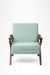 Amethyst Lounge Chair - W: 30’’ D: 32’’ H: 33’’ SH: 17’’ / Walnut and Blue / Acacia Wood Natural Cane and Upholstered