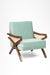 Amethyst Lounge Chair - W: 30’’ D: 32’’ H: 33’’ SH: 17’’ / Walnut and Blue / Acacia Wood Natural Cane and Upholstered