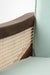 Amethyst Lounge Chair - W: 30’’ D: 32’’ H: 33’’ SH: 17’’ / Walnut and Blue / Acacia Wood Natural Cane and Upholstered