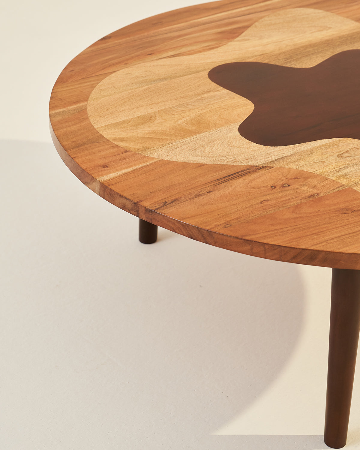 Amoeboid Table - Set of 2 - Natural / Accacia wood / Large: 102L X 102W X 41H and Small: 51L X 51W X 51 H In Cms