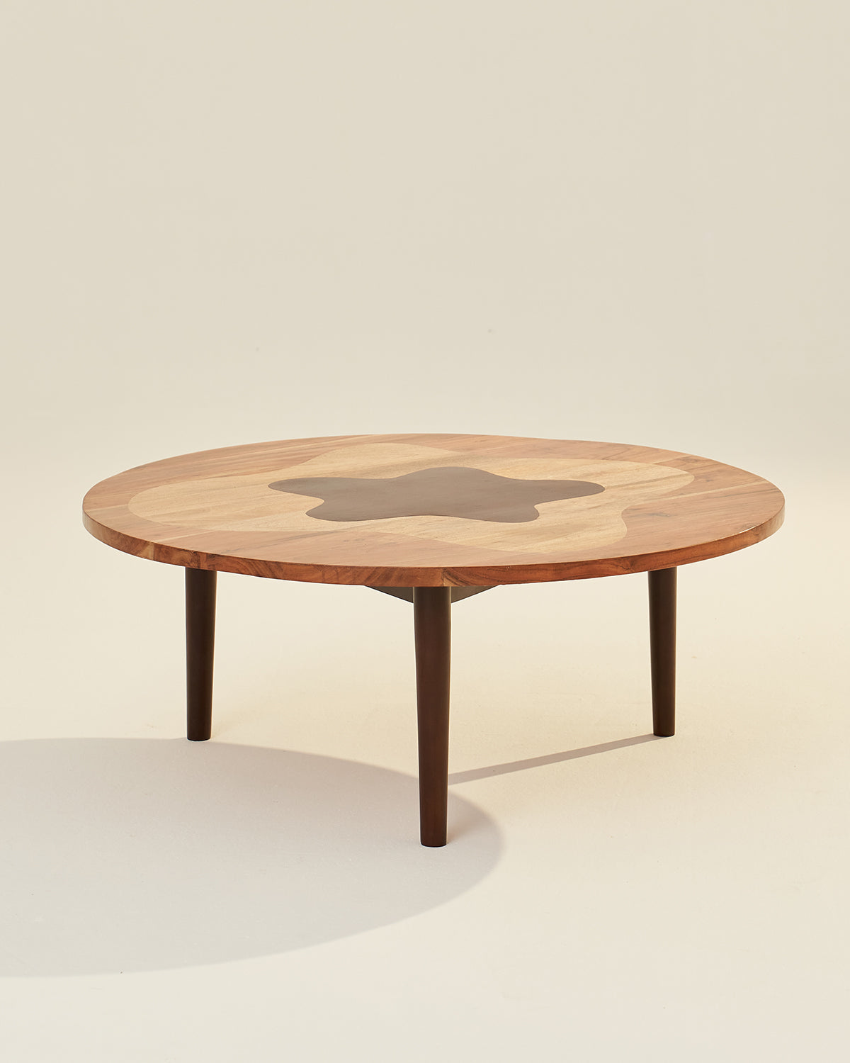 Amoeboid Table - Set of 2 - Natural / Accacia wood / Large: 102L X 102W X 41H and Small: 51L X 51W X 51 H In Cms