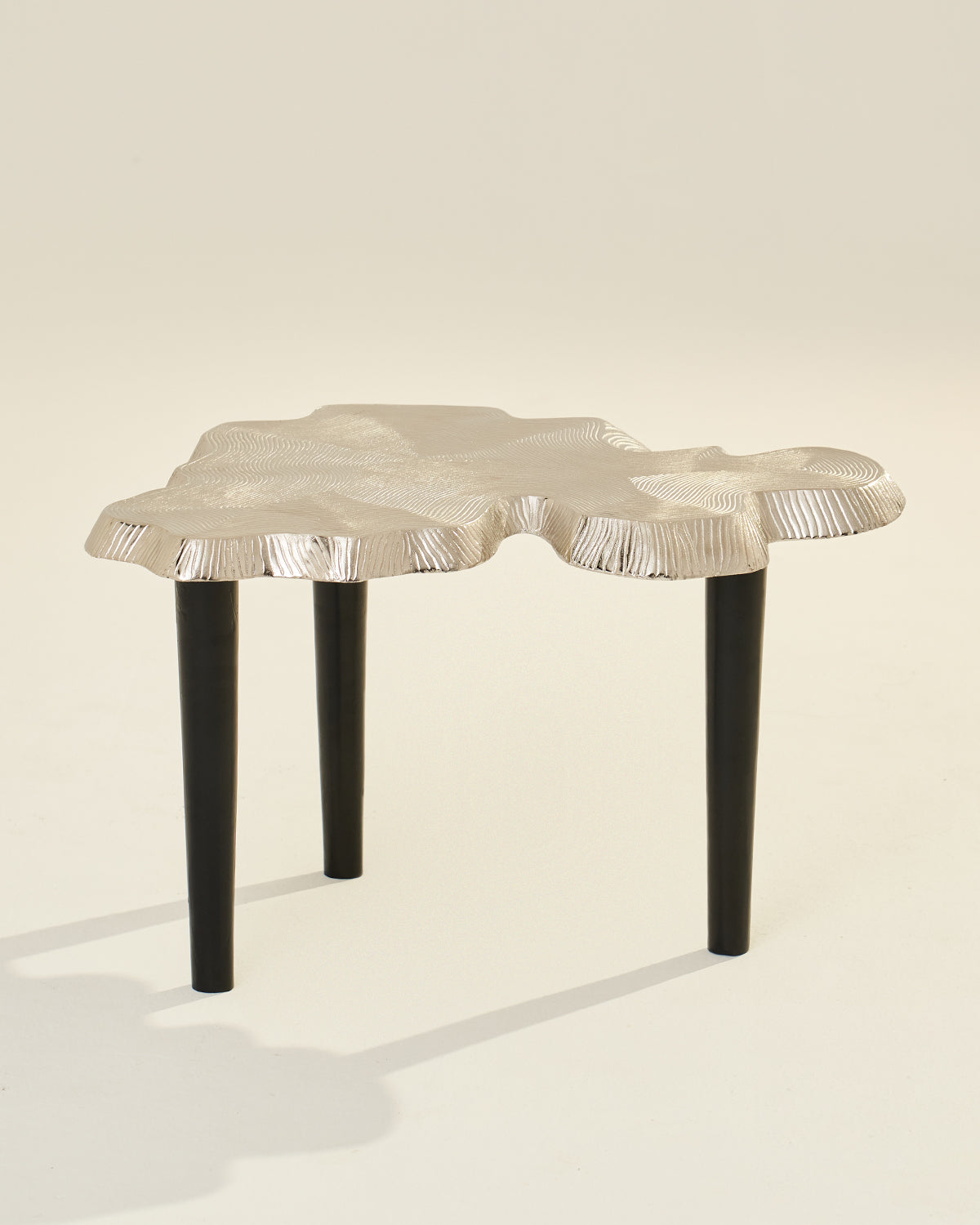Amorphous Coffee Table - Set of 2 - Silver / Cast Aluminium / Large:90L x 74W x 33H and Small:75L x61W x 40H In Cms