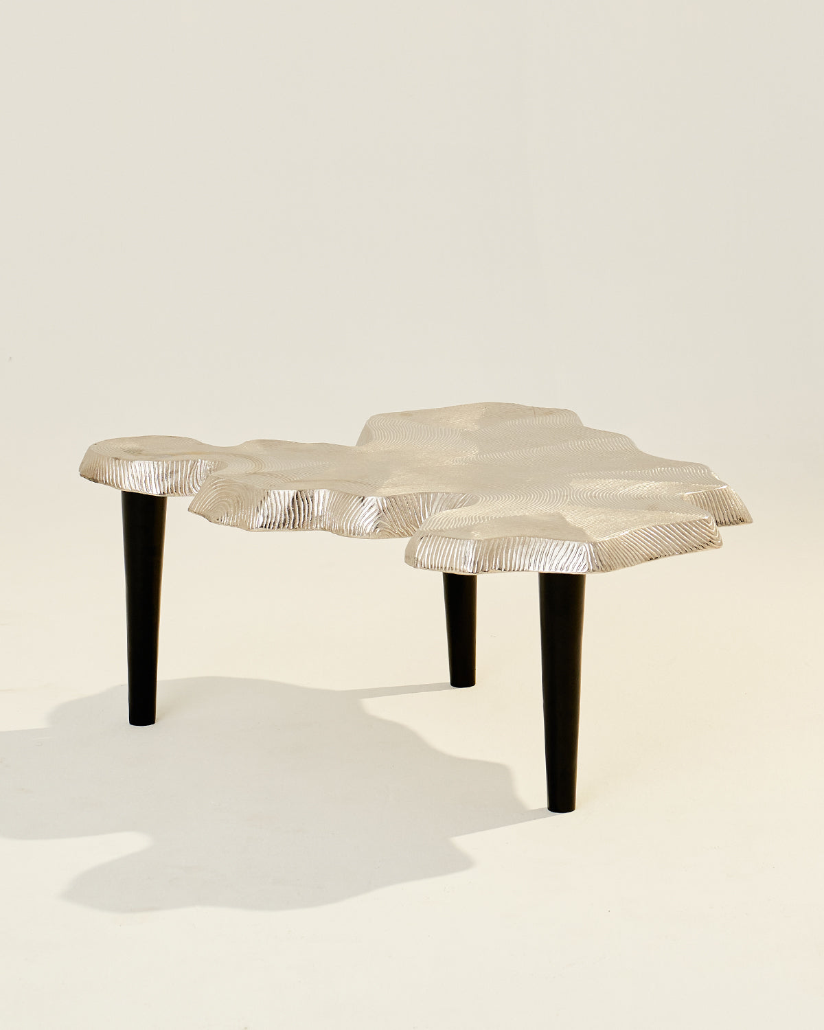 Amorphous Coffee Table - Set of 2 - Silver / Cast Aluminium / Large:90L x 74W x 33H and Small:75L x61W x 40H In Cms