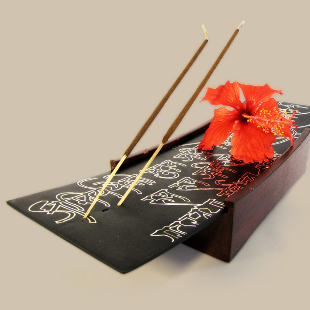 Angara Bidri - 290mm x 95mm x 50mm / Pine wood and Bidriware / Black and silver - Décor