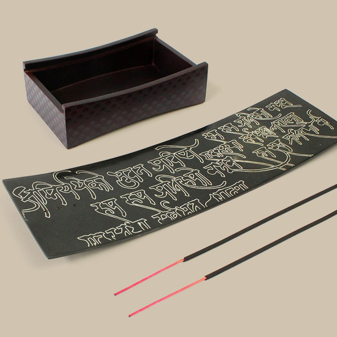 Angara Bidri - 290mm x 95mm x 50mm / Pine wood and Bidriware / Black and silver - Décor