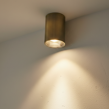 Antique Brass Finish LED Round Surface Light - Warm White / 8L x 5W x 5H Centimeters / Aluminium - Lighting