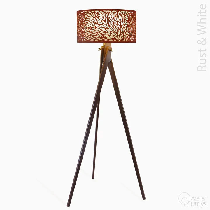 Aqua Floor Lamp - Dia: 20’’ H: 67’’ / Wood: Natural and Shade: White / Wood and Poplin - Lighting
