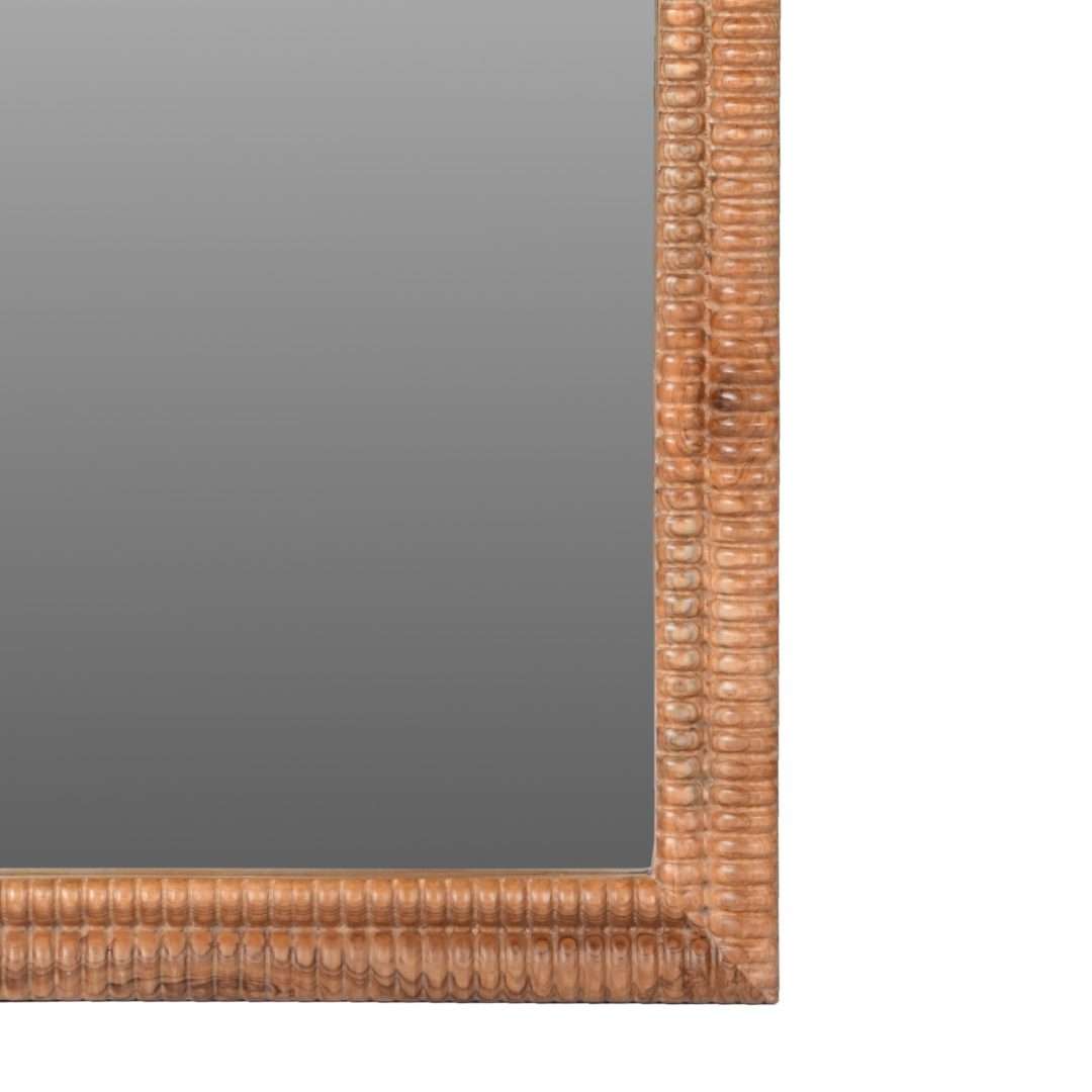 Arable Teak Wood Wall Mirror - Brown / Teakwood and mirror / L: 17.5’’ W: 1.5’’ H: 27.5’’ - Decor