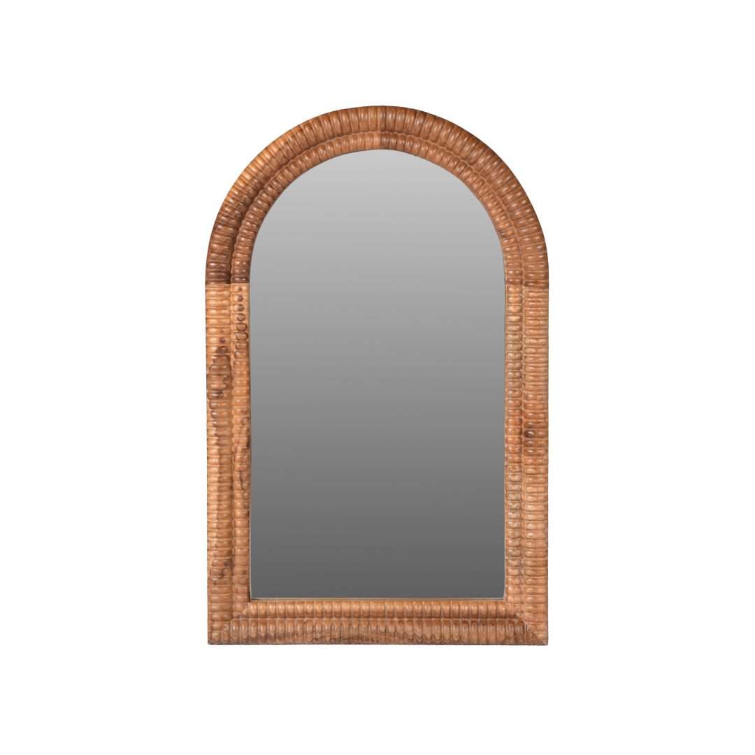 Arable Teak Wood Wall Mirror - Brown / Teakwood and mirror / L: 17.5’’ W: 1.5’’ H: 27.5’’ - Decor