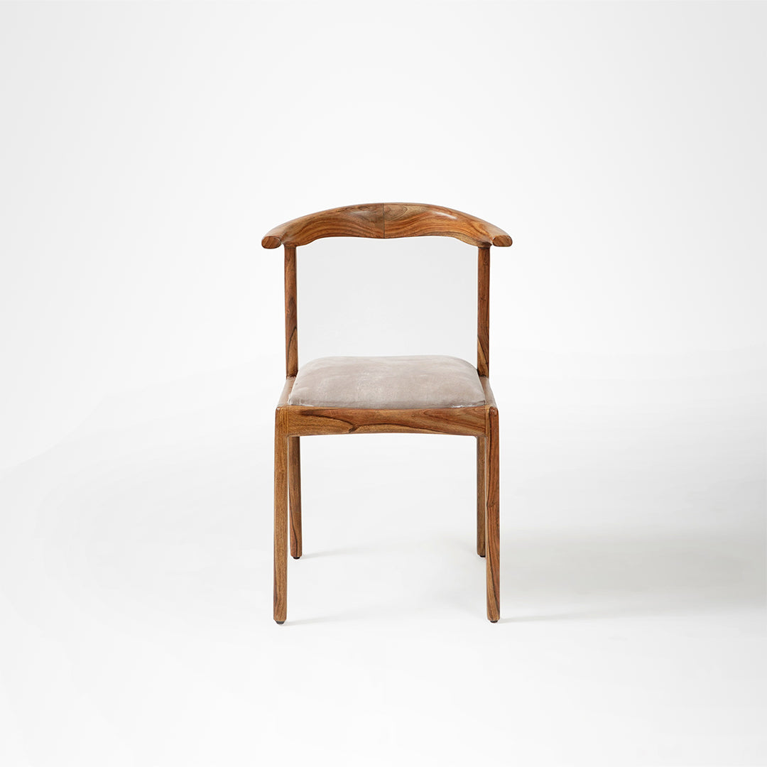Arc Dining Chair - Beige / L: 24’’ W: 22’’ H: 29’’ SH: 19.5’’ / Sheesham Wood and Upholstery - Indoor Furniture