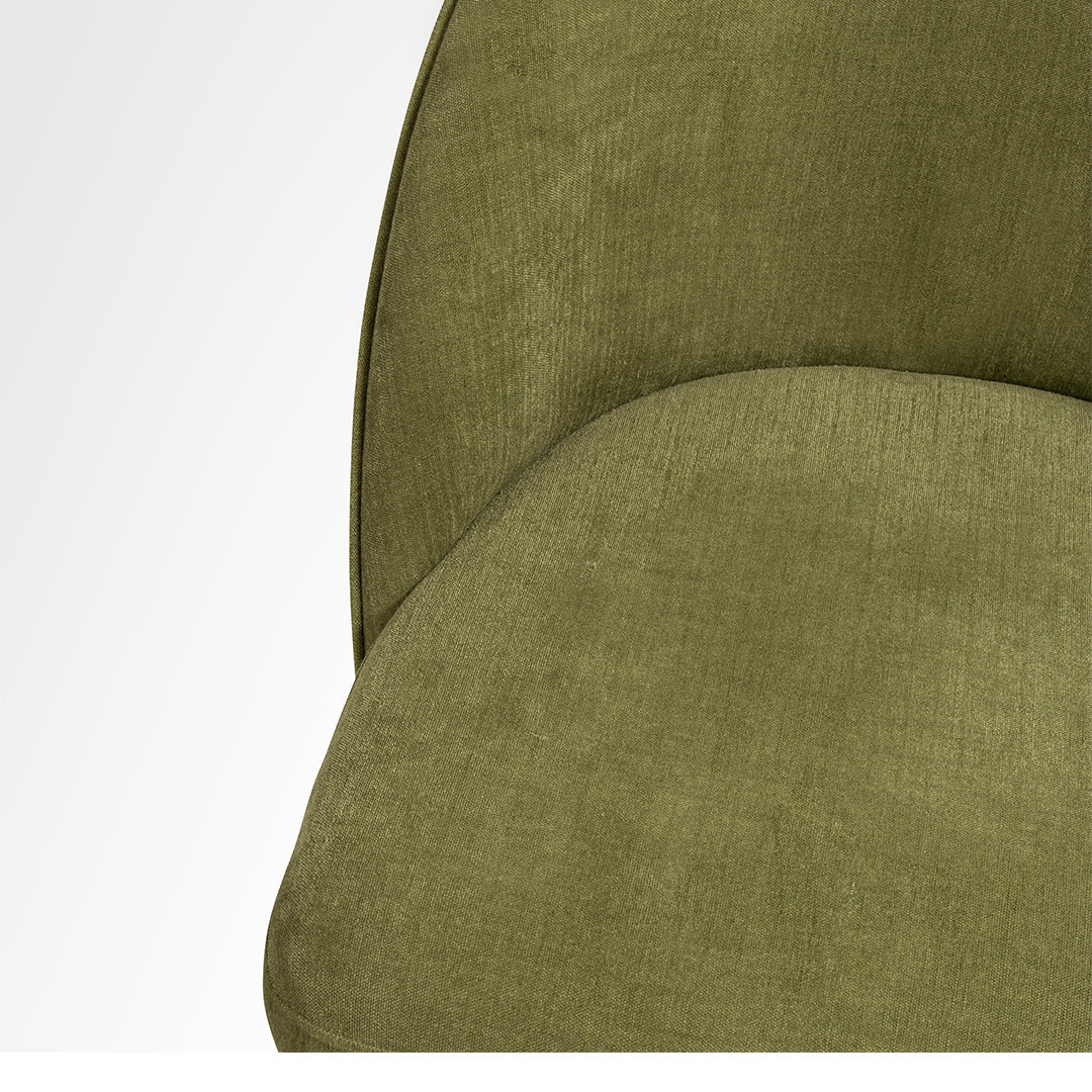 Arc Lounge Chair - W: 22’’ D: 21’’ H: 33’’ SH: 17.5’’ / Green / Acacia Wood and Upholstered Fabric