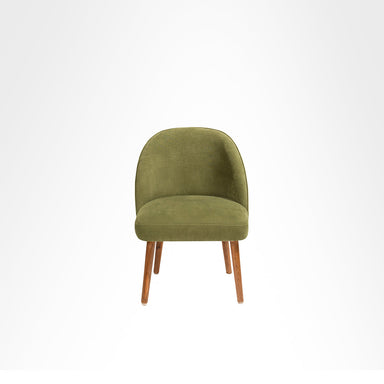 Arc Lounge Chair - W: 22’’ D: 21’’ H: 33’’ SH: 17.5’’ / Green / Acacia Wood and Upholstered Fabric