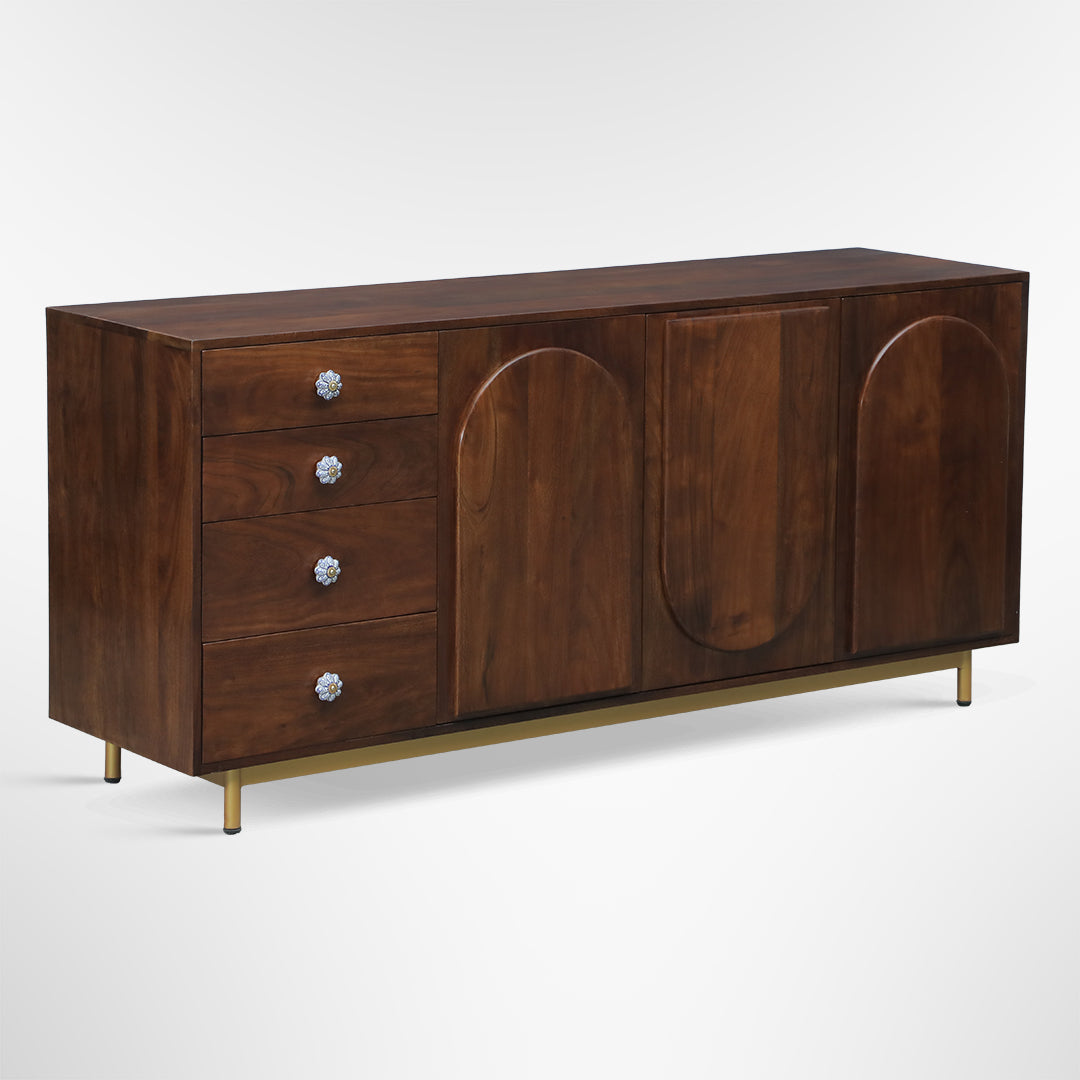 Arch Cabinet - L: 66’’ W: 18’’ H: 30’’ / Walnut / Acacia Wood - Indoor Furniture