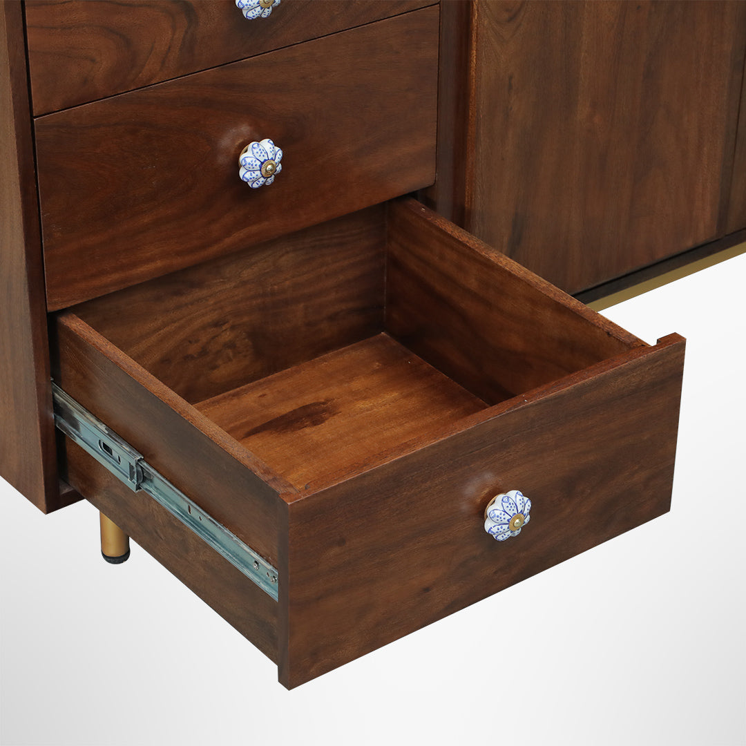 Arch Cabinet - L: 66’’ W: 18’’ H: 30’’ / Walnut / Acacia Wood - Indoor Furniture