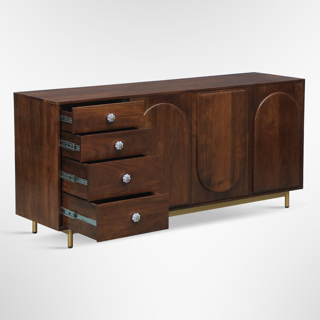 Arch Cabinet - L: 66’’ W: 18’’ H: 30’’ / Walnut / Acacia Wood - Indoor Furniture