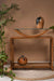 Arch Cane Teak Wood Console Table - Teak / Teakwood, cane and glass / L: 36’’ W: 18’’ H: 36’’ - Furniture