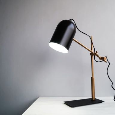 Architect Style Black-Gold Modern Office Desk Lamp With Adjustable Arm