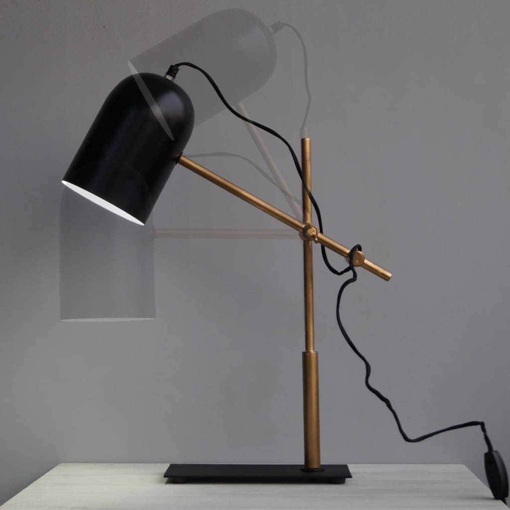 Architect Style Black-Gold Modern Office Desk Lamp With Adjustable Arm