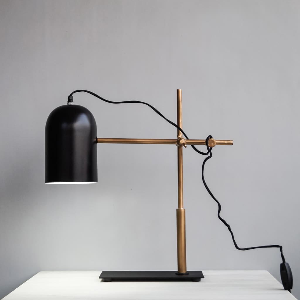 Architect Style Black-Gold Modern Office Desk Lamp With Adjustable Arm