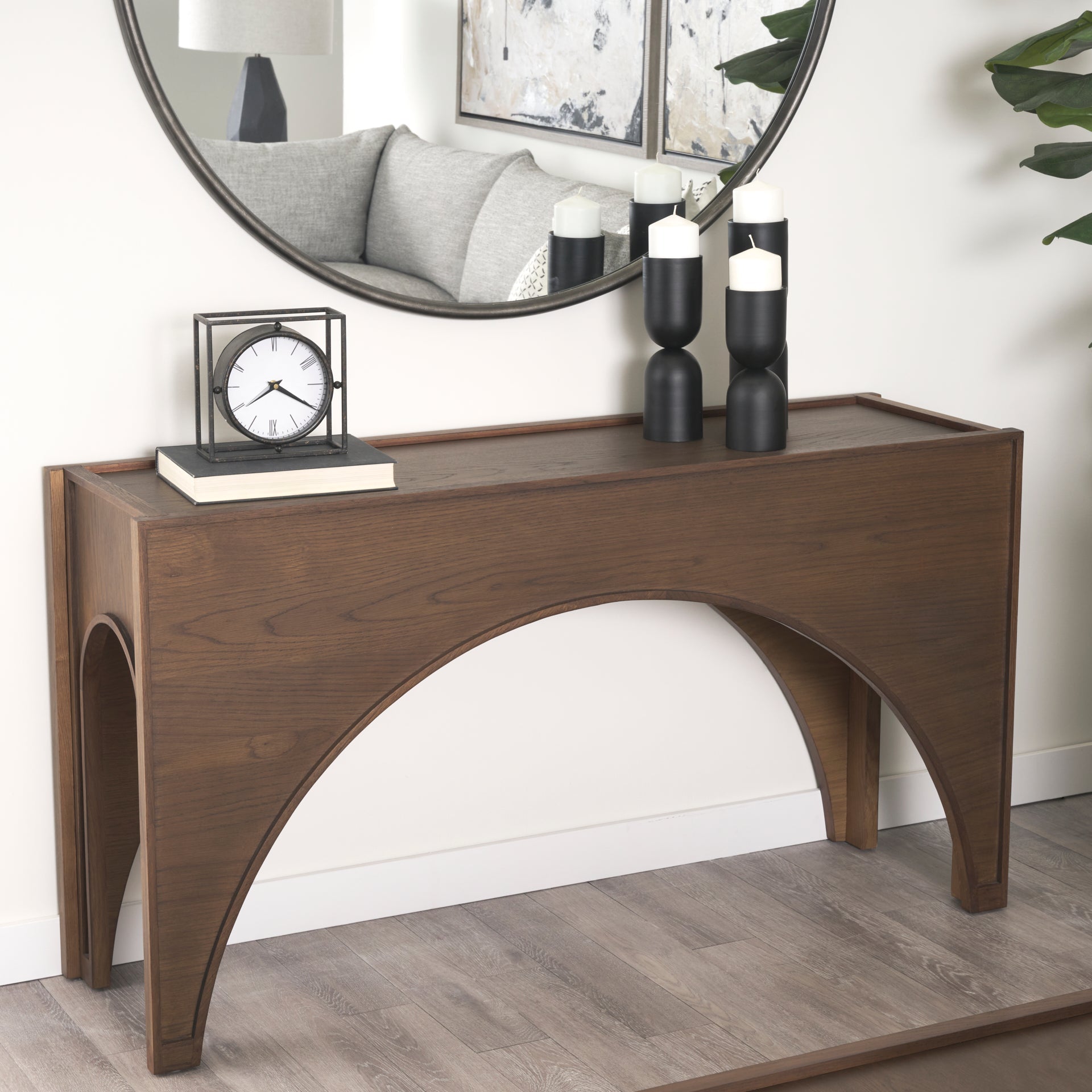 Arcus Console - L: 139.70 x B: 40.64 x H: 76.20 cms / Walnut / Oak Wood - Indoor Furniture