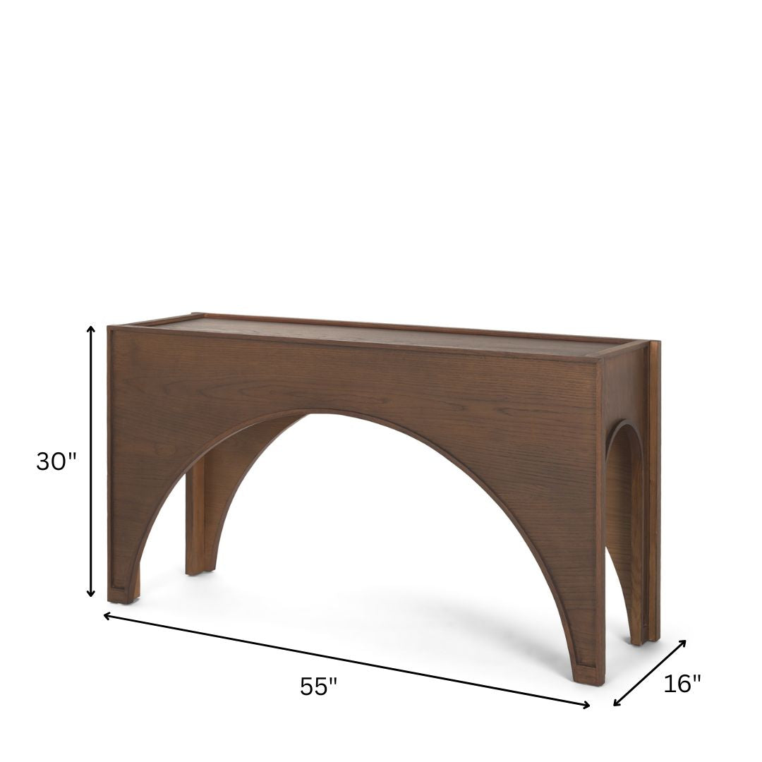 Arcus Console - L: 139.70 x B: 40.64 x H: 76.20 cms / Walnut / Oak Wood - Indoor Furniture